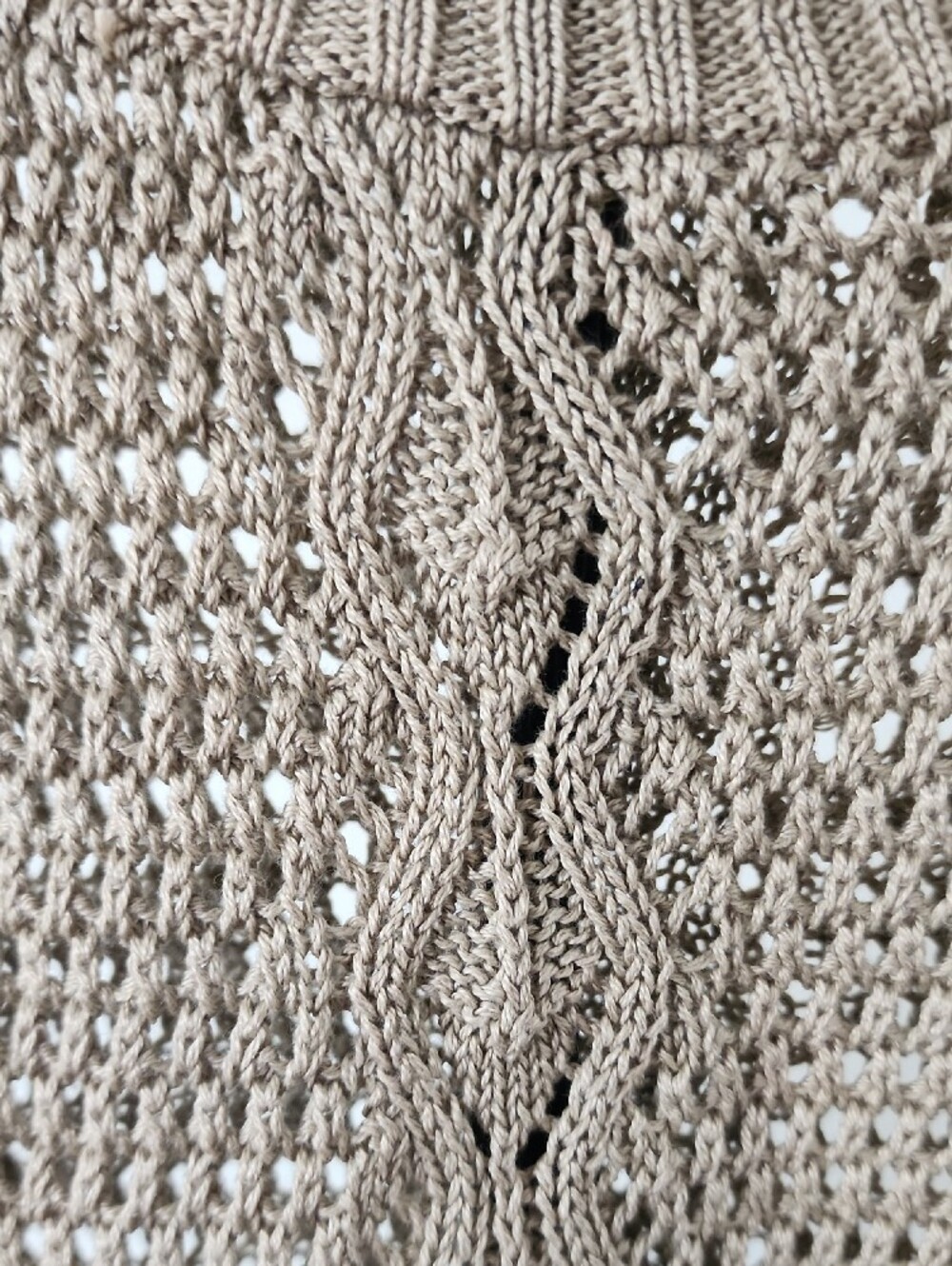 Stitches Taupe Open-Knit Crewneck Sweater - Picture 4 of 10